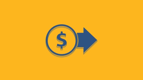 Niebieska Moneta Ikoną Symbolu Dolara Pomarańczowym Tle Znak Waluty Bankowej — Wideo stockowe