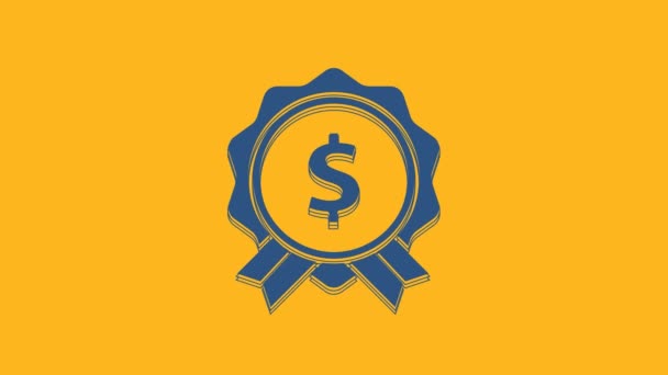 Blue Price Tag Dollar Icon Isolated Orange Background Badge Price — Vídeos de Stock