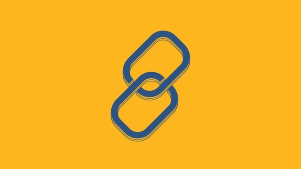 Ikona Modrého Řetězu Izolované Oranžovém Pozadí Linka Jedna Grafická Animace — Stock video