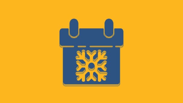 Blue Calendar Icon Isolated Orange Background Event Reminder Symbol Merry — Stock Video