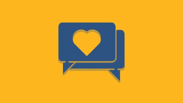 Blue Heart Icon Isolated Orange Background Counter Notification Icon Follower — 图库视频影像