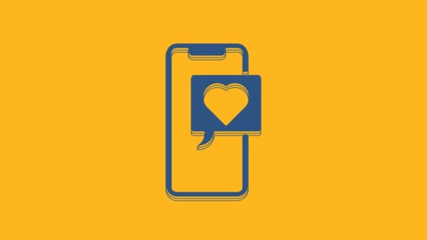 Modrý Smartphone Srdeční Emoji Hlasovou Bublinou Dostat Zprávu Ikonu Obrazovky — Stock video