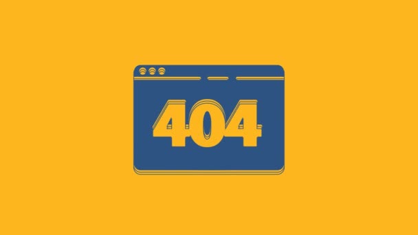 Turuncu Arkaplanda 404 Hata Ikonuna Sahip Mavi Sayfa Şablon Sayfanın — Stok video