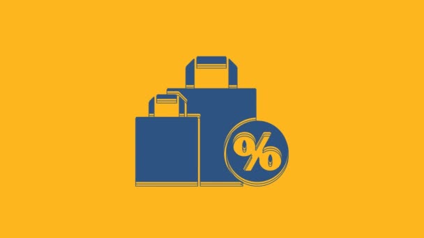 Saco Compras Azul Com Ícone Desconto Percentual Inscrição Isolado Fundo — Vídeo de Stock