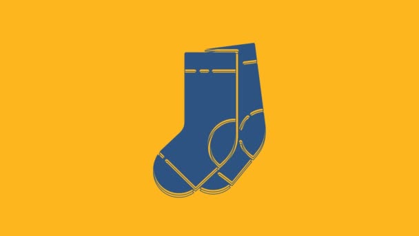 Blue Socks Icon Isolated Orange Background Video Motion Graphic Animation — 图库视频影像