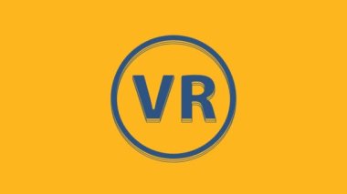 Blue Virtual reality glasses icon isolated on orange background. Stereoscopic 3d vr mask. 4K Video motion graphic animation.