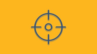 Blue Target sport icon isolated on orange background. Clean target with numbers for shooting range or shooting. 4K Video motion graphic animation.