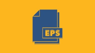 Mavi EPS dosya belgesi. Turuncu arkaplandaki düğme simgesini indir. EPS dosya sembolü. 4K Video hareketli grafik canlandırması.