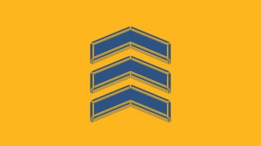Blue Military rank icon isolated on orange background. Military badge sign. 4K Video motion graphic animation.