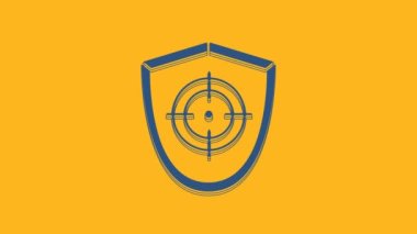 Blue Target sport icon isolated on orange background. Clean target with numbers for shooting range or shooting. 4K Video motion graphic animation.