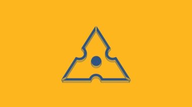 Blue Japanese ninja shuriken icon isolated on orange background. 4K Video motion graphic animation.