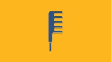 Blue Hairbrush icon isolated on orange background. Comb hair sign. Barber symbol. 4K Video motion graphic animation.