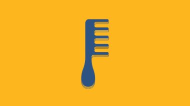 Blue Hairbrush icon isolated on orange background. Comb hair sign. Barber symbol. 4K Video motion graphic animation.