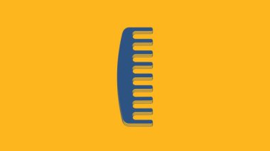 Blue Hairbrush icon isolated on orange background. Comb hair sign. Barber symbol. 4K Video motion graphic animation.