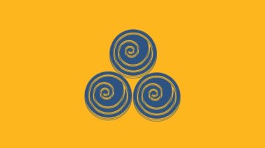 Mavi Havlu rulo simgesi turuncu arka planda izole edildi. 4K Video hareketli grafik canlandırması.