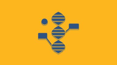 Blue DNA symbol icon isolated on orange background. 4K Video motion graphic animation.