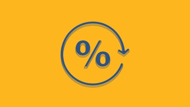 Blue Discount Percent Tag Icon Isolated Orange Background Shopping Tag — Wideo stockowe