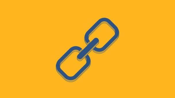 Blue Chain Link Icon Isolated Orange Background Link Single Hyperlink — Stock Video