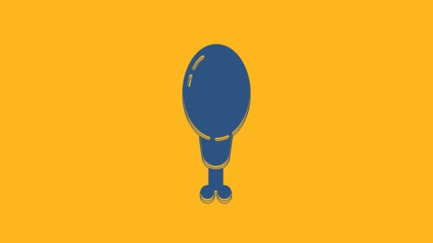 Blue Chicken Leg Icon Isolated Orange Background Chicken Drumstick Video — Stok video