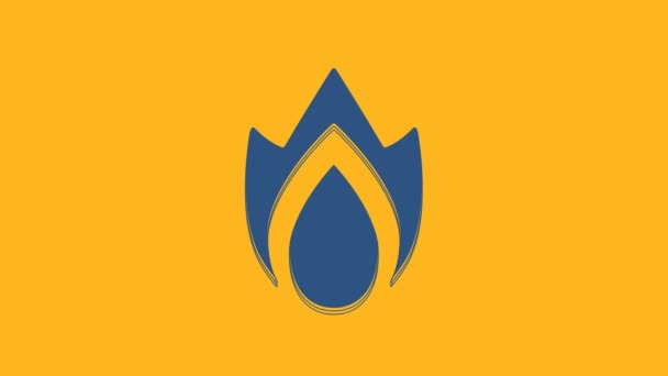 Icône Flamme Blue Fire Isolée Sur Fond Orange Symbole Thermique — Video