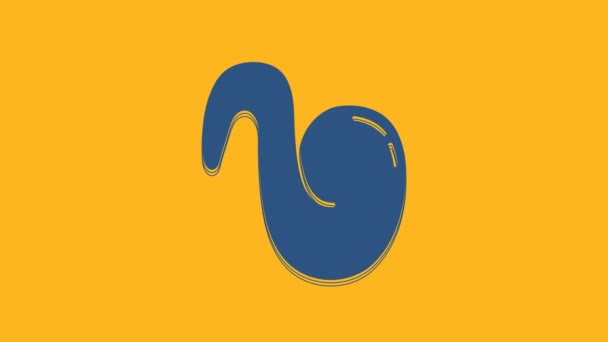 Icona Dell Ala Pollo Fritto Blu Isolata Sfondo Arancione Animazione — Video Stock