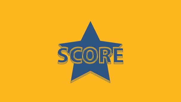Blue Star Icoon Geïsoleerd Oranje Achtergrond Favoriet Score Beste Beoordeling — Stockvideo