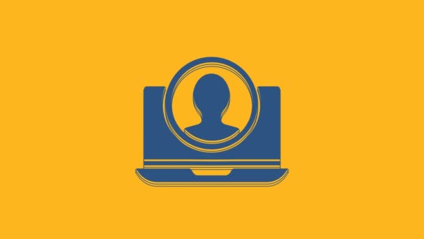 Blue Create Account Screen Icon Isolated Orange Background Video Motion — Vídeo de Stock