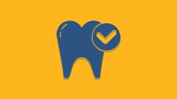 Blue Tooth Whitening Concept Icoon Geïsoleerd Oranje Achtergrond Tandsymbool Voor — Stockvideo