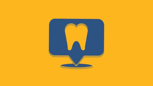 Niebieska Ikona Lokalizacji Kliniki Dentystycznej Pomarańczowym Tle Animacja Graficzna Ruchu — Wideo stockowe