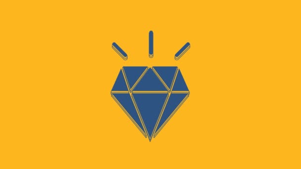 Ikona Zębów Blue Diamond Odizolowana Pomarańczowym Tle Animacja Graficzna Ruchu — Wideo stockowe