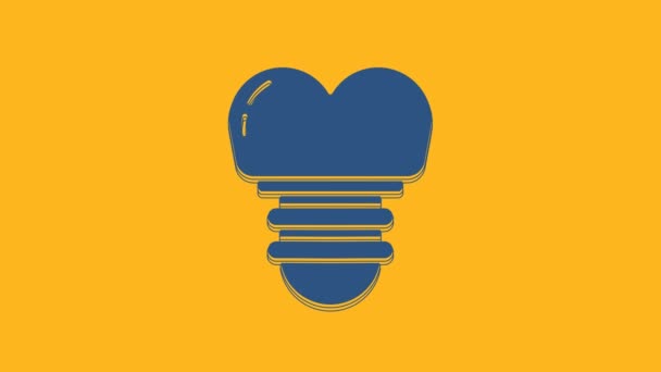 Blue Dental Implant Icon Isolated Orange Background Video Motion Graphic — Stockvideo