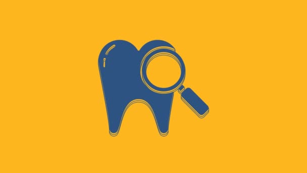 Modré Zubní Vyhledávací Ikona Izolované Oranžovém Pozadí Zubní Symbol Pro — Stock video