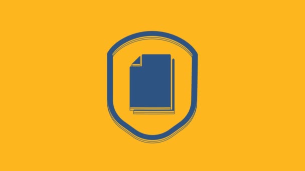 Icône Concept Protection Blue Document Isolée Sur Fond Orange Informations — Video
