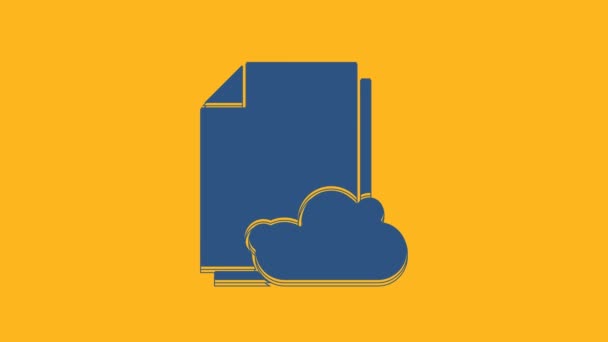 Ikona Dokumentu Tekstowego Blue Cloud Pomarańczowym Tle Animacja Graficzna Ruchu — Wideo stockowe