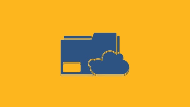 Icona Della Cartella Del Documento Archiviazione Blue Cloud Isolata Sfondo — Video Stock
