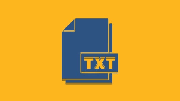 Синій Файл Txt Звантажити Піктограму Кнопки Txt Ізольовано Помаранчевому Фоні — стокове відео