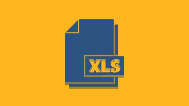 Niebieski Dokument Xls Pobierz Ikonę Przycisku Xls Izolowaną Pomarańczowym Tle — Wideo stockowe