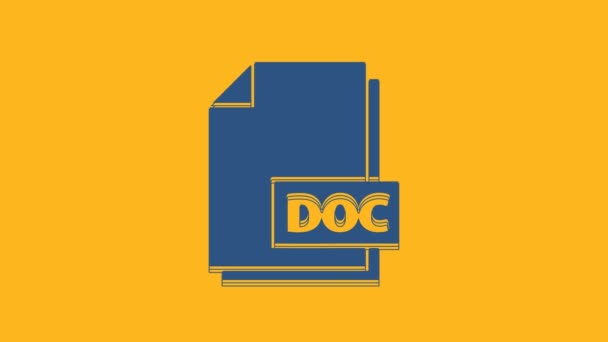 Blue Doc File Document Download Doc Button Icon Isolated Orange — Stock Video