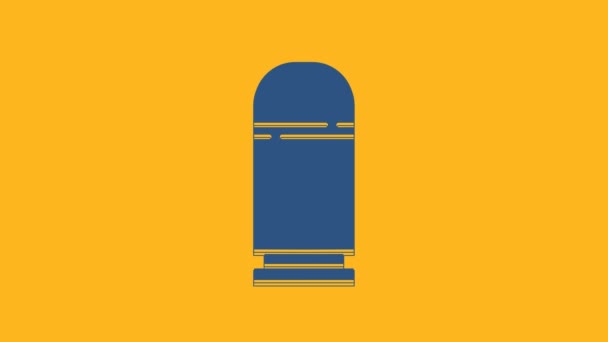 Icona Delle Cartucce Blu Isolata Sfondo Arancione Cartuccia Fucile Caccia — Video Stock