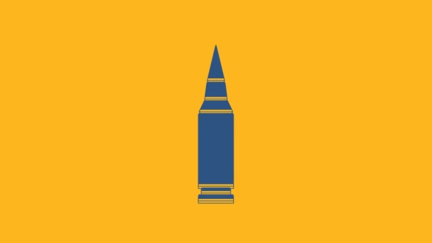 Ikon Blue Bullet Diisolasi Dengan Latar Belakang Oranye Animasi Grafis — Stok Video