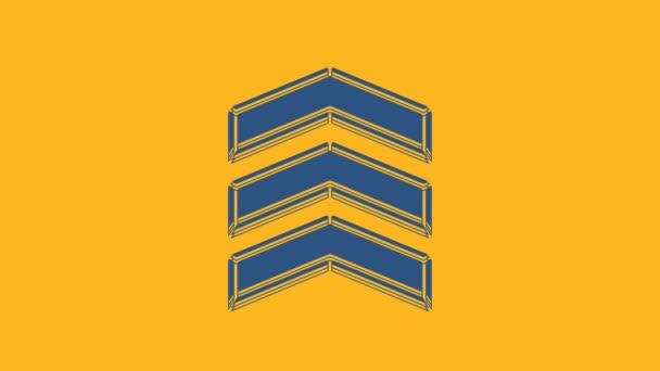 Niebieska Ikona Rangi Wojskowej Odizolowana Pomarańczowym Tle Znak Wojskowej Odznaki — Wideo stockowe