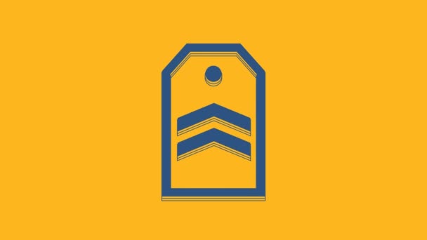 Blauw Chevron Icoon Geïsoleerd Oranje Achtergrond Militaire Badge Teken Video — Stockvideo