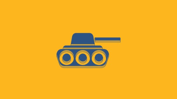 Blue Military Tank Icon Isolated Orange Background Video Motion Graphic — Stock Video