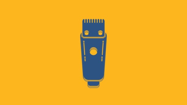 Blue Electrical Hair Clipper Shaver Icon Isolated Orange Background Barbershop — Stockvideo