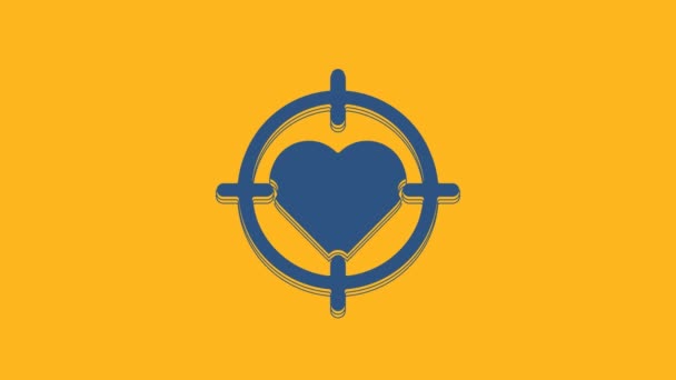 Corazón Azul Centro Los Dardos Objetivo Icono Aislado Sobre Fondo — Vídeos de Stock