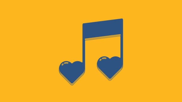 Blue Music Nota Tono Con Corazón Icono Aislado Sobre Fondo — Vídeo de stock