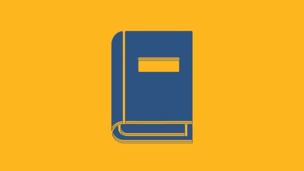 Icono Manual Usuario Azul Aislado Sobre Fondo Naranja Guía Del — Vídeo de stock