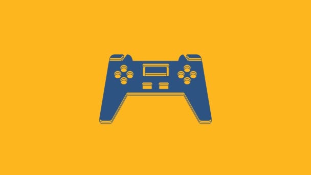 Icono Gamepad Azul Aislado Sobre Fondo Naranja Controlador Juego Animación — Vídeos de Stock