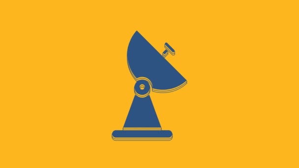 Μπλε Ραντάρ Εικονίδιο Απομονώνονται Πορτοκαλί Φόντο Σύστημα Αναζήτησης Δορυφορικό Σήμα — Αρχείο Βίντεο