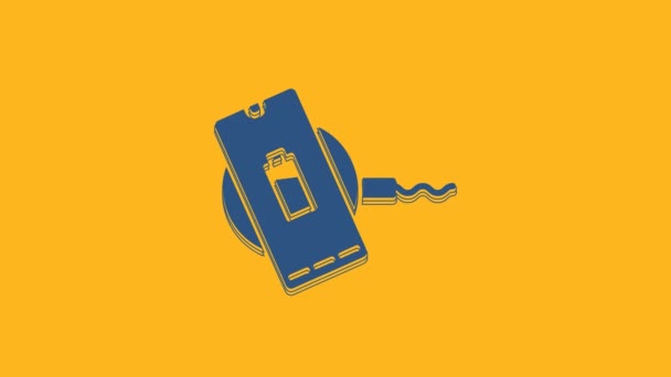 Carga Smartphone Azul Icono Del Cargador Inalámbrico Aislado Sobre Fondo — Vídeo de stock